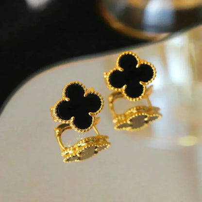 [Bloom]CLOVER MEDIUM 1 MOTIFS  ONYX STUD EARRINGS