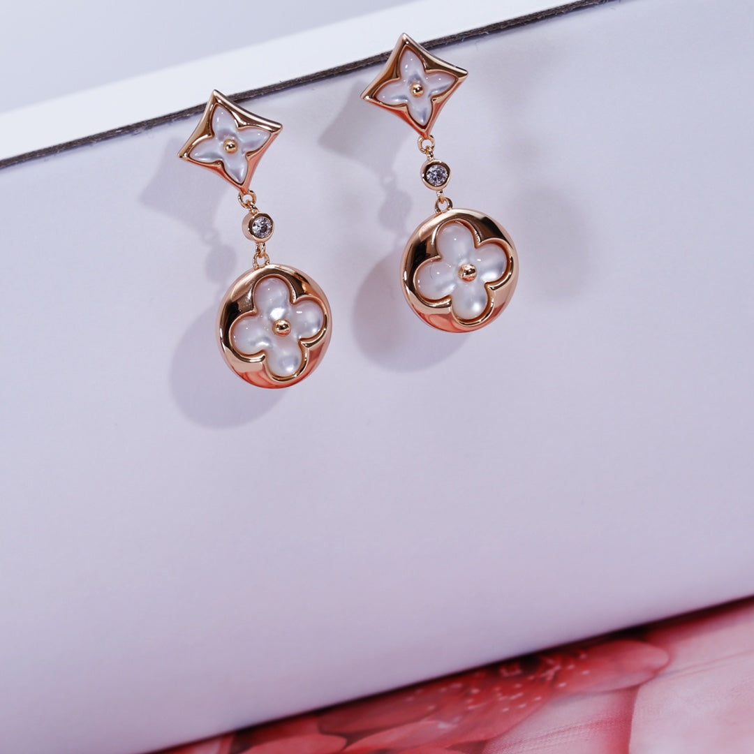 [Bloom]STAR AND SUN PINK GOLD MOP DROP EARRINGS