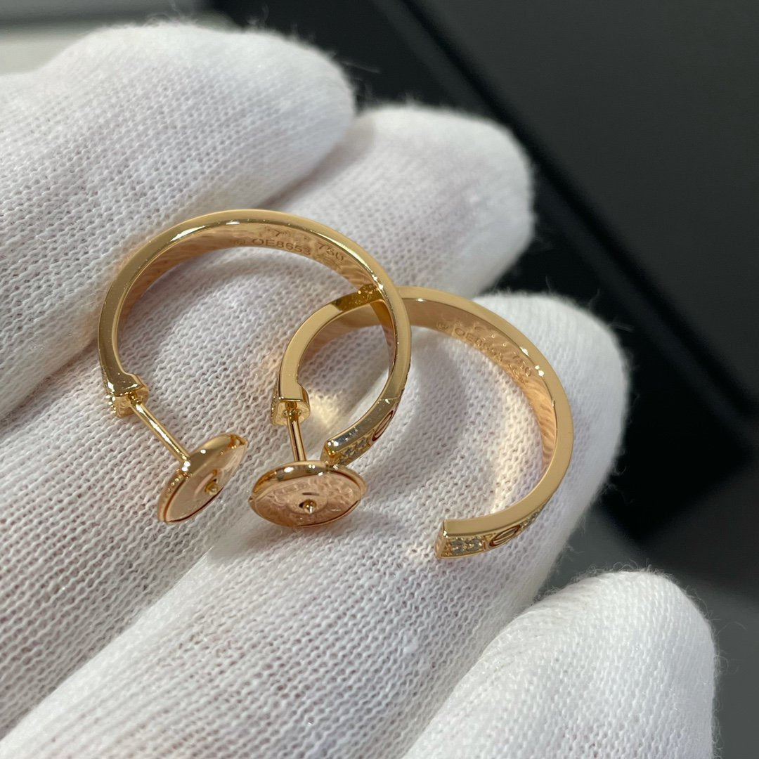 [Bloom]LOVE DIAMOND PINK GOLD HOOP EARRINGS