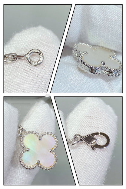 [Bloom]CLOVER 5 MOTIF WHITE MOP SILVER BRACELET