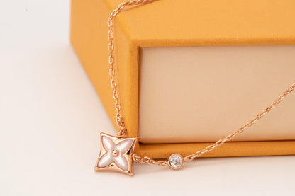 [Bloom]STAR PINK MOP 1 DIAMOND PINK GOLD NECKLACE