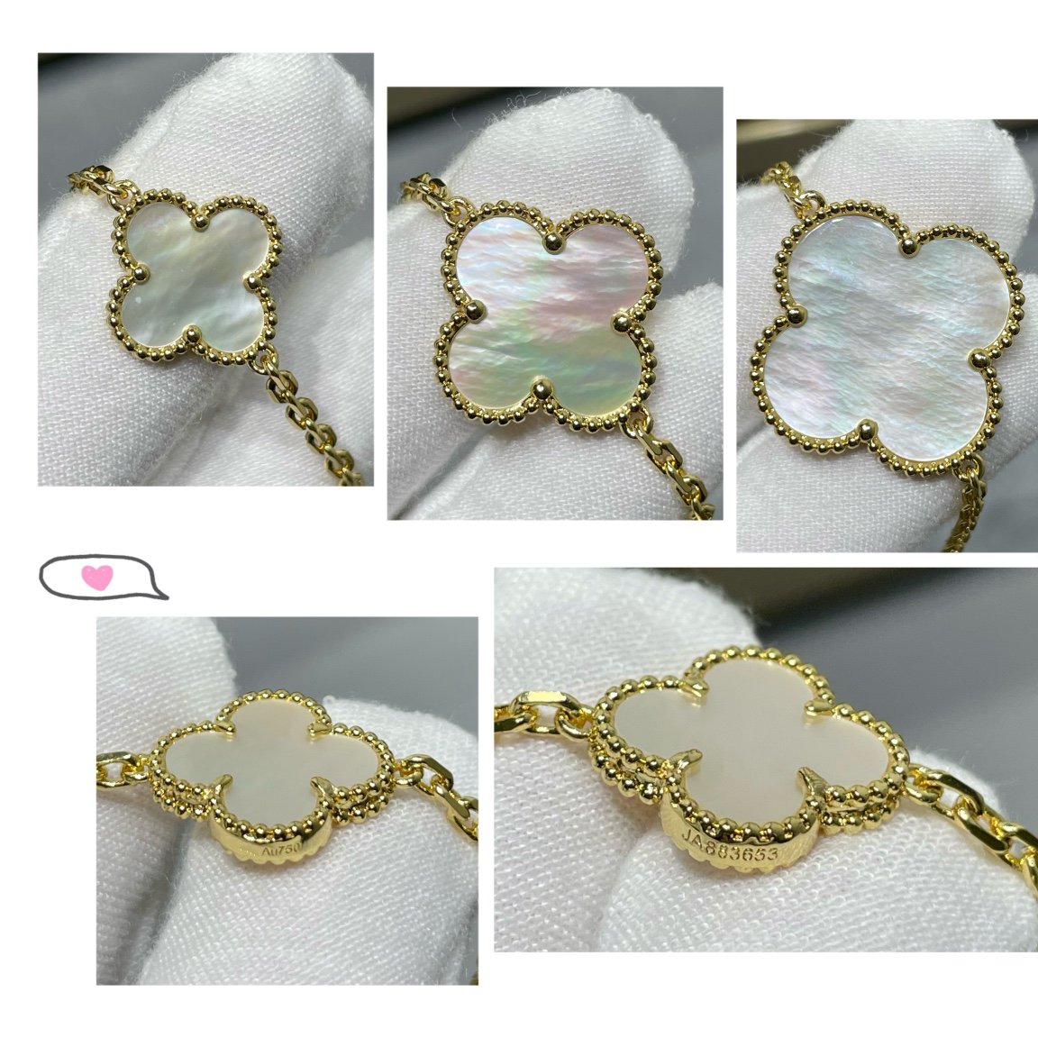 [Bloom]CLOVER 16 MOTIF WHITE MOP GOLD NECKLACE