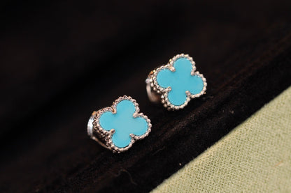 [Bloom]CLOVER MINI TURQUOISE SILVER STUD EARRINGS