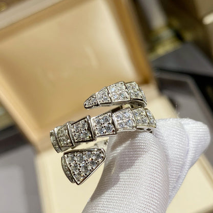 [Bloom]SERPENTI DOUBLE RING SILVER DIAMOND PAVED