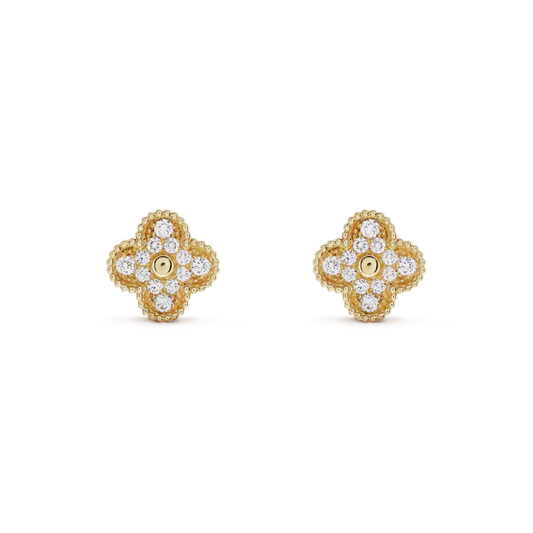 [Bloom]CLOVER MEDIUM 1 MOTIFS FUll DIAMOND EARRINGS