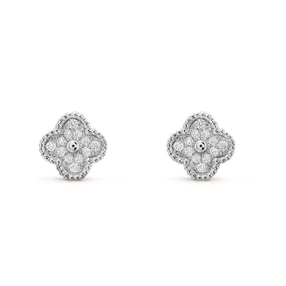 [Bloom]CLOVER MINI DIAMOND STUD EARRINGS