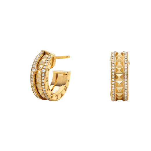 [Bloom]ZERO 1 ROCK GOLD EARRINGS WITH STUDDED SPIRAL AND PAVED DIAMONDS