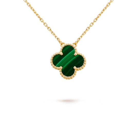 [Bloom]CLOVER 15MM MALACHITE SINGLE FLOWER  NECKLACE