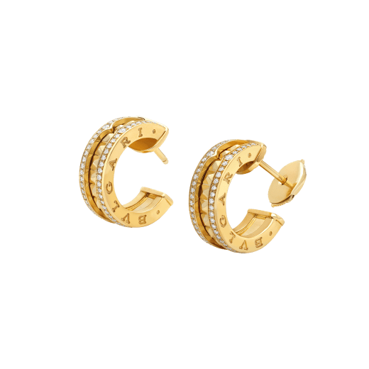 [Bloom]ZERO 1 ROCK GOLD EARRINGS WITH STUDDED SPIRAL AND PAVED DIAMONDS