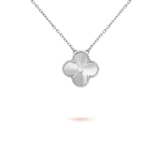 [Bloom]CLOVER  15MM DIAMOND LASER NECKLACE SILVER