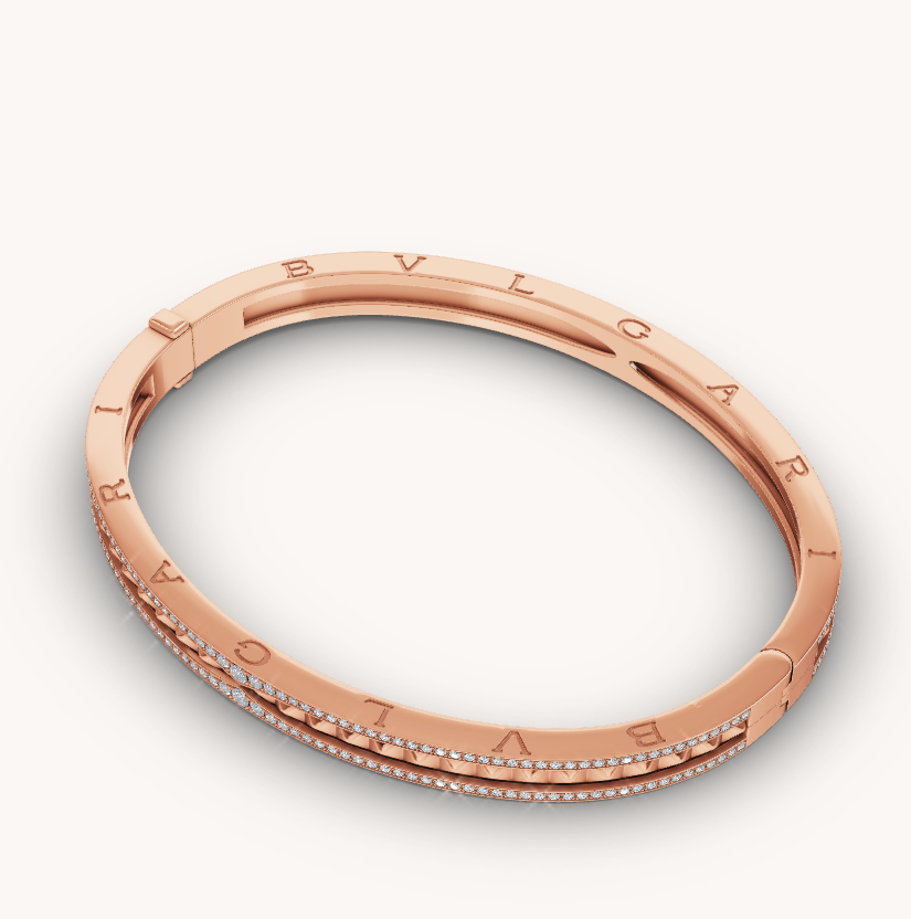 [Bloom]ZERO 1 SPIRAL AND PAVED DIAMOND PINK GOLD BRACELET