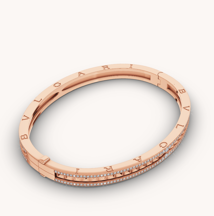 [Bloom]ZERO 1 SPIRAL AND PAVED DIAMOND PINK GOLD BRACELET