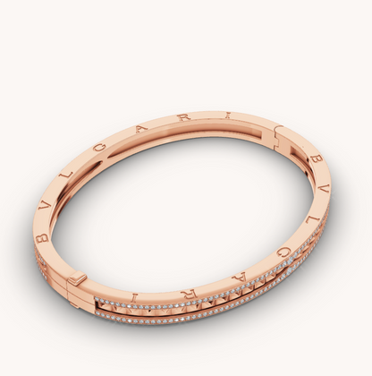 [Bloom]ZERO 1 SPIRAL AND PAVED DIAMOND PINK GOLD BRACELET