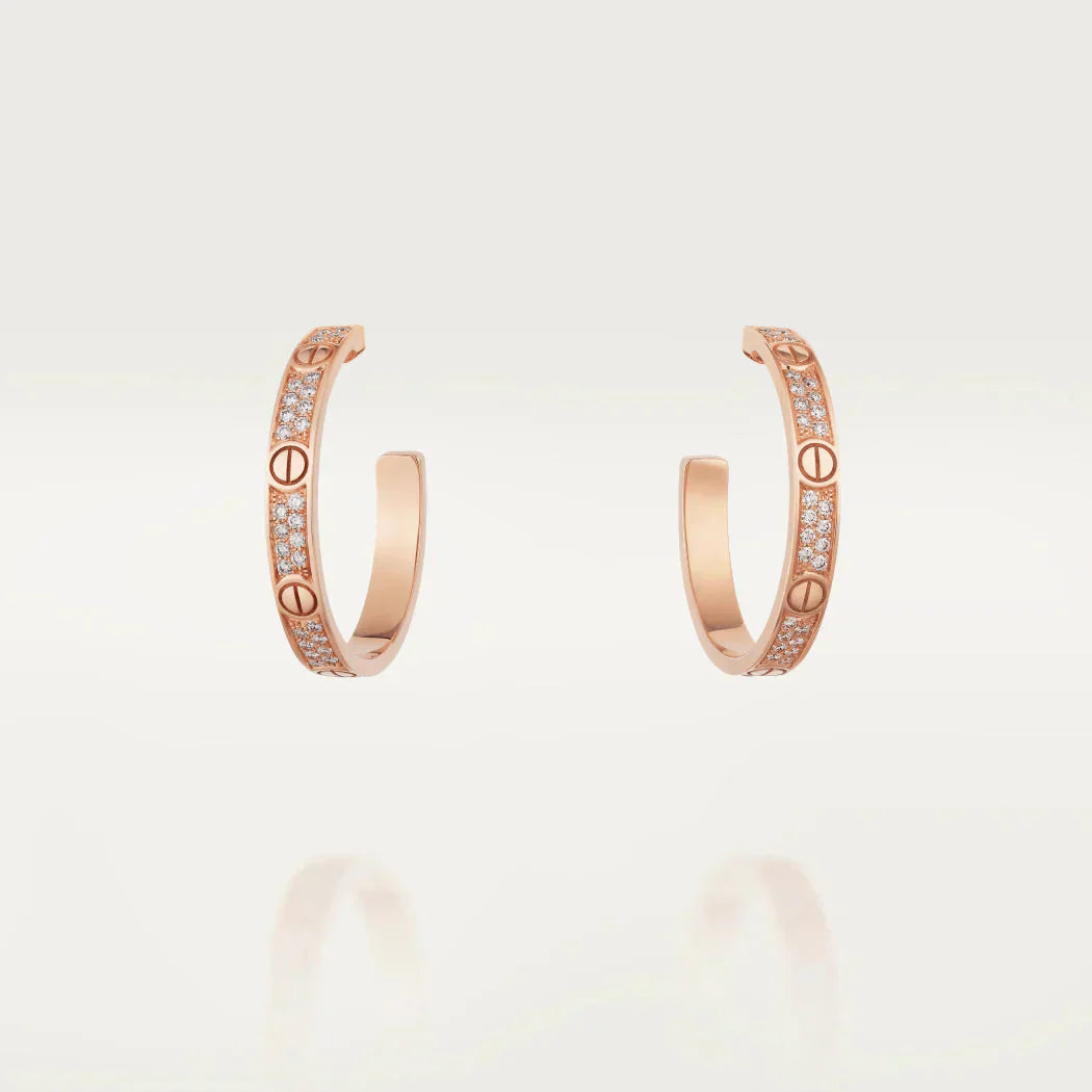 [Bloom]LOVE DIAMOND PINK GOLD HOOP EARRINGS