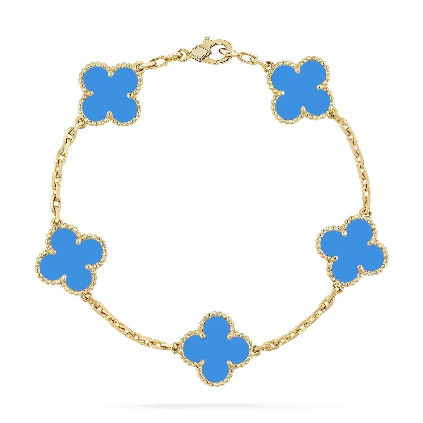 [Bloom]CLOVER 5 MOTIFS BLUE AGATE BRACELET