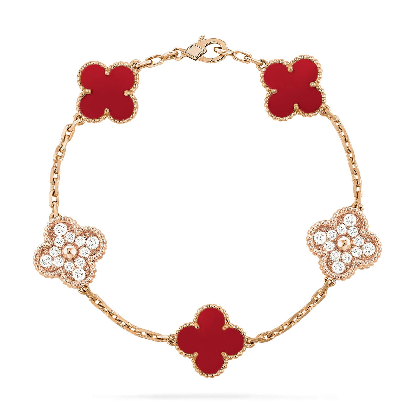 [Bloom]CLOVER 5 MOTIFS CARNELIAN DIAMOND BRACELET