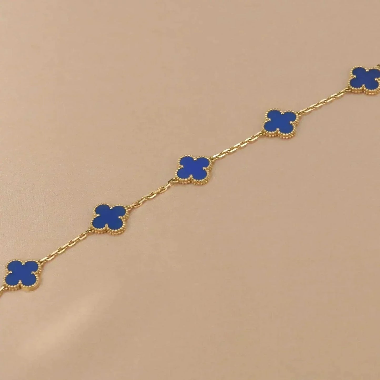 [Bloom]CLOVER 5 MOTIFS BLUE AGATE BRACELET