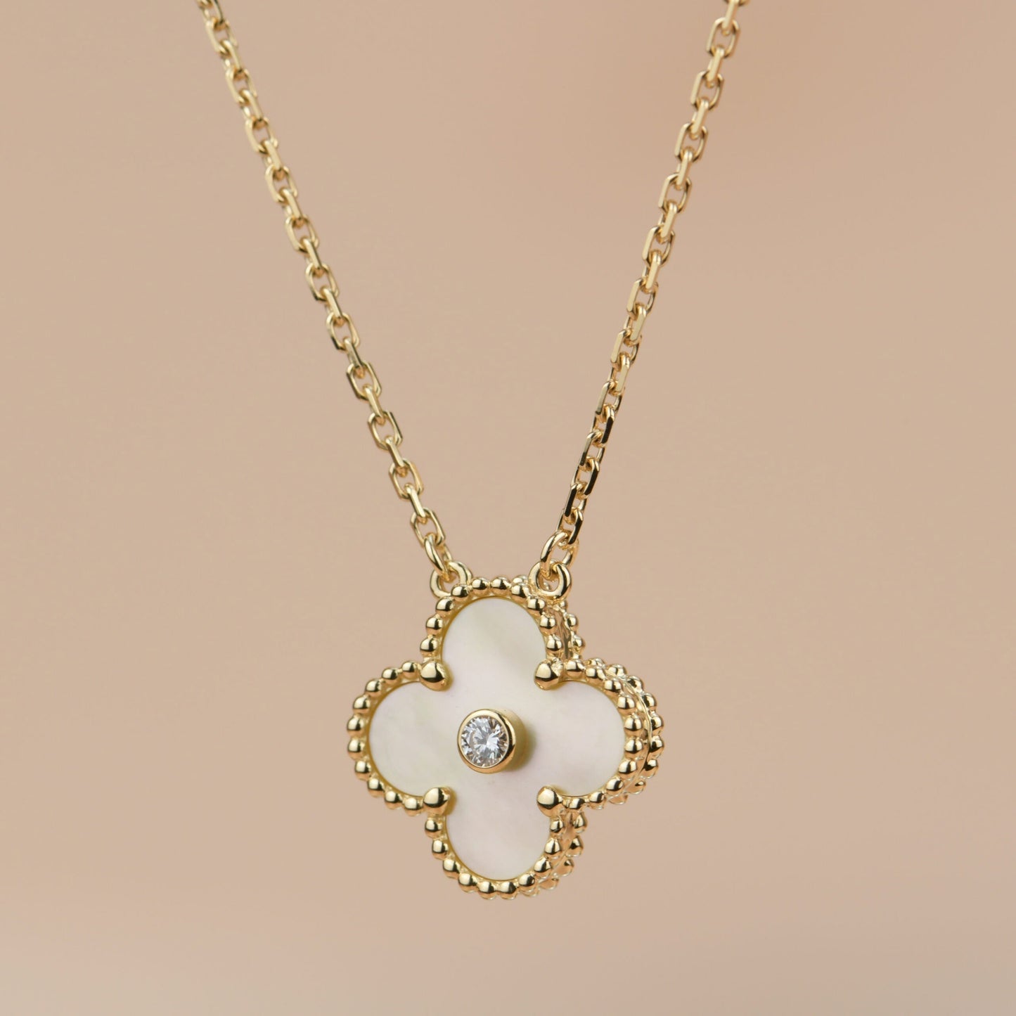 [Bloom]CLOVER 15MM DIAMOND GOLD MOTHER OF PEARL NECKLACE