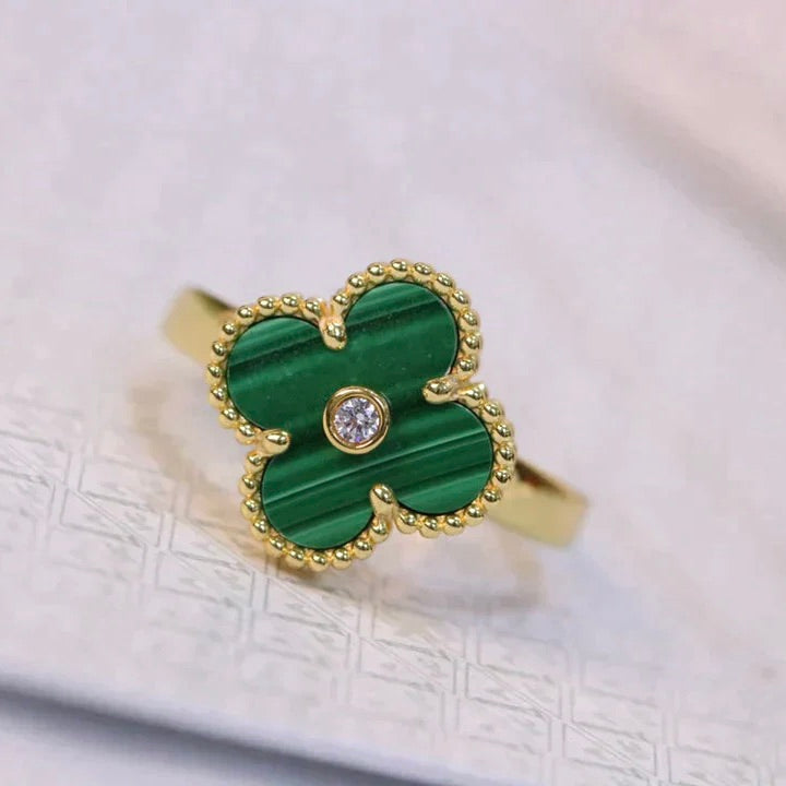 [Bloom]CLOVER MALACHITE RING GOLD DIAMOND