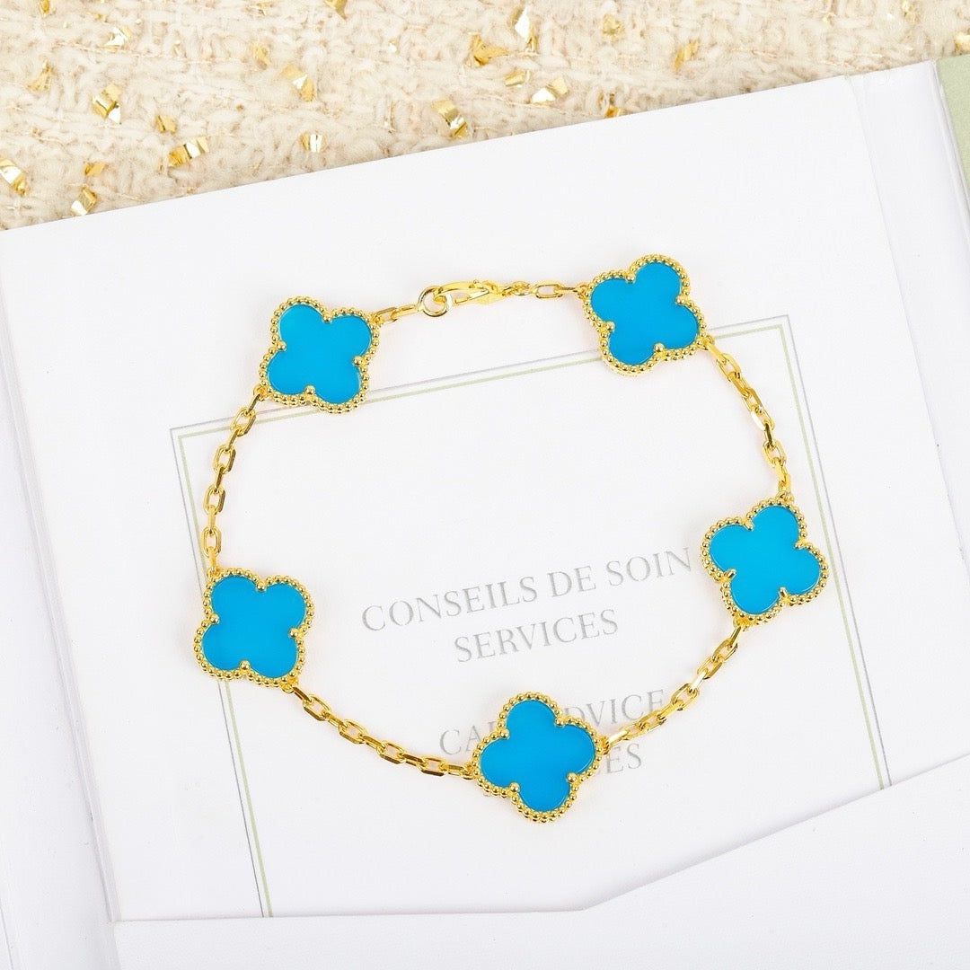 [Bloom]CLOVER 5 MOTIFS TURQUOISE BRACELET