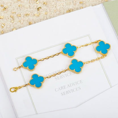 [Bloom]CLOVER 5 MOTIFS TURQUOISE BRACELET