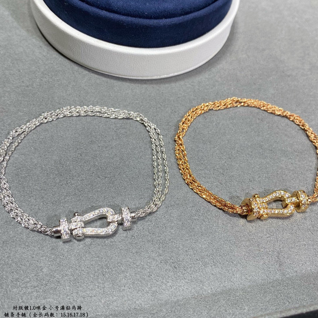 [Bloom]FORCE SMALL HORSESHOE  DIAMOND CHAIN ROPE BRACELET