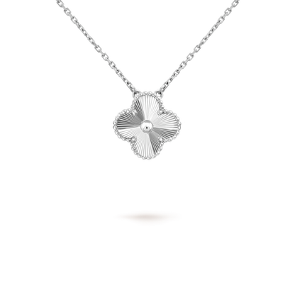 [Bloom]CLOVER 15MM LASER NECKLACE SILVER