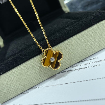 [Bloom]CLOVER 15MM DIAMOND AND YELLOW TIGER'S EYE AGATE necklace