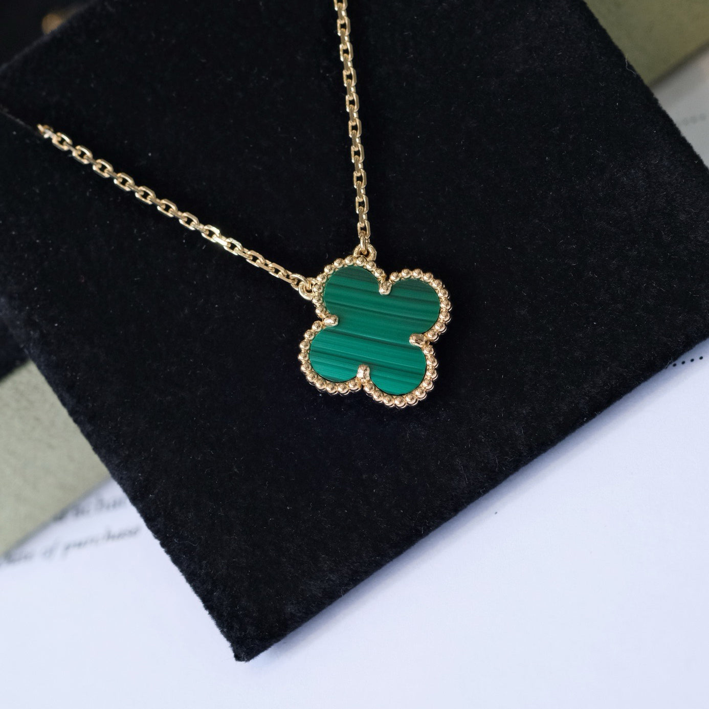 [Bloom]CLOVER 15MM MALACHITE SINGLE FLOWER  NECKLACE