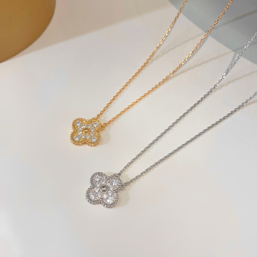 [Bloom]CLOVER 15MM DIAMOND SINGLE FLOWER NECKLACE