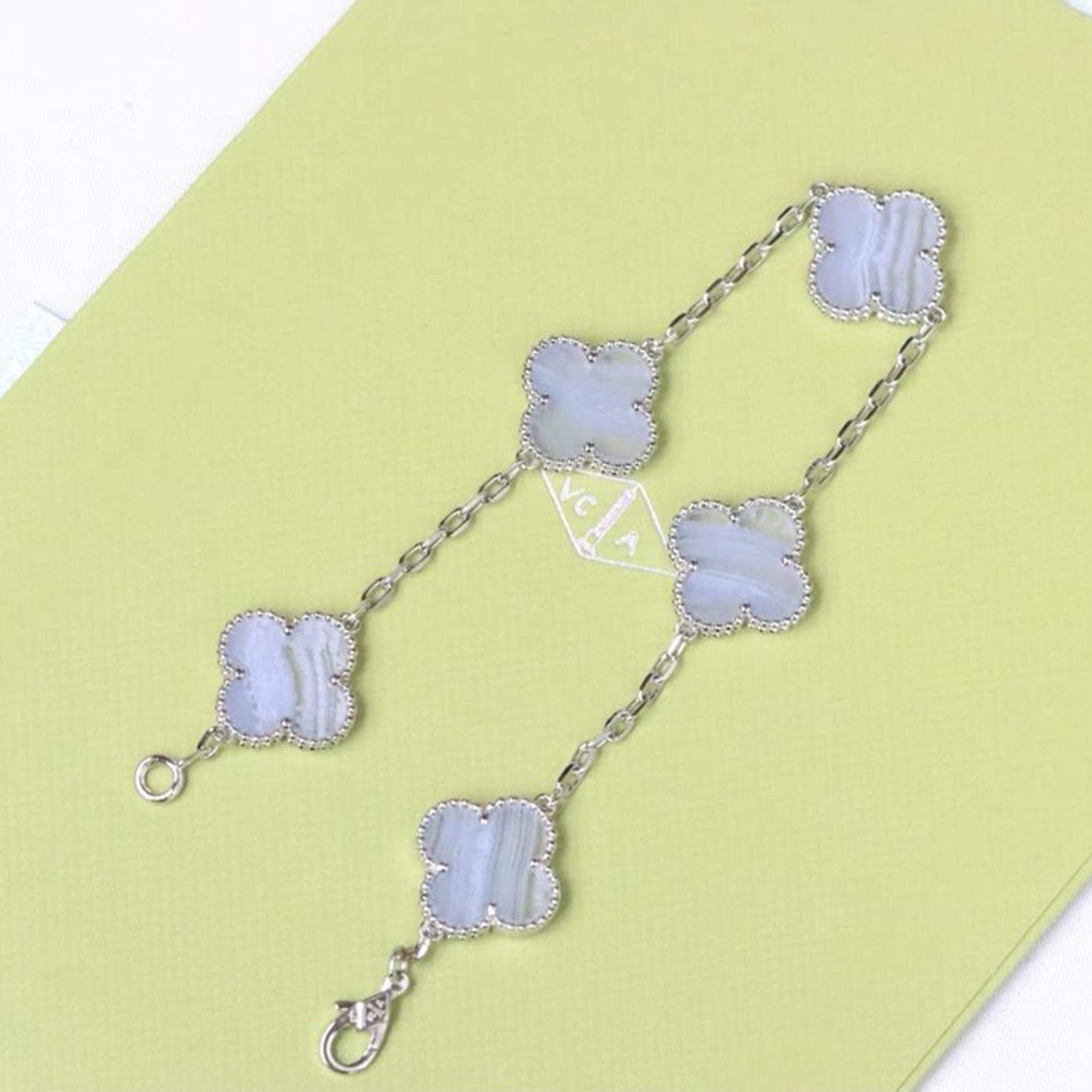 [Bloom]CLOVER  5 MOTIF PURPLE CHALCEDONY BRACELET SILVER