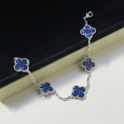 [Bloom]CLOVER 5 MOTIF PIETERSITE SILVER BRACELET