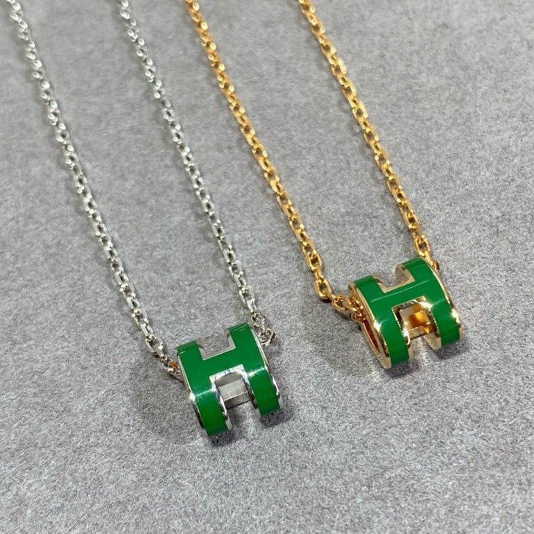 [Bloom]POP H GREEN NECKLACE SILVER AND GOLD