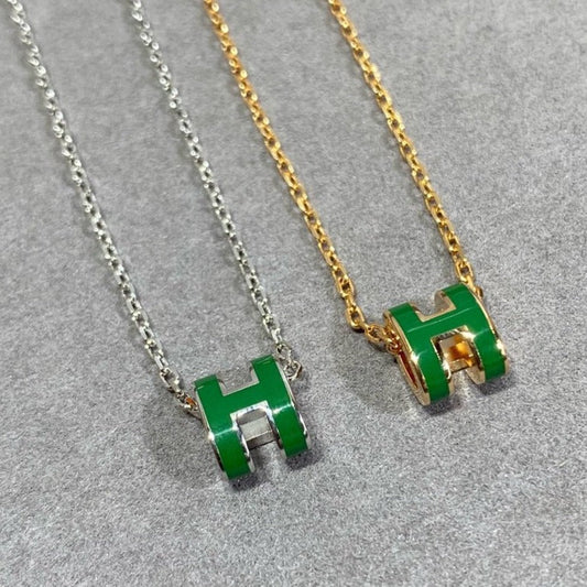 [Bloom]POP H GREEN NECKLACE SILVER AND GOLD