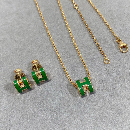 [Bloom]POP H GREEN NECKLACE SILVER AND GOLD