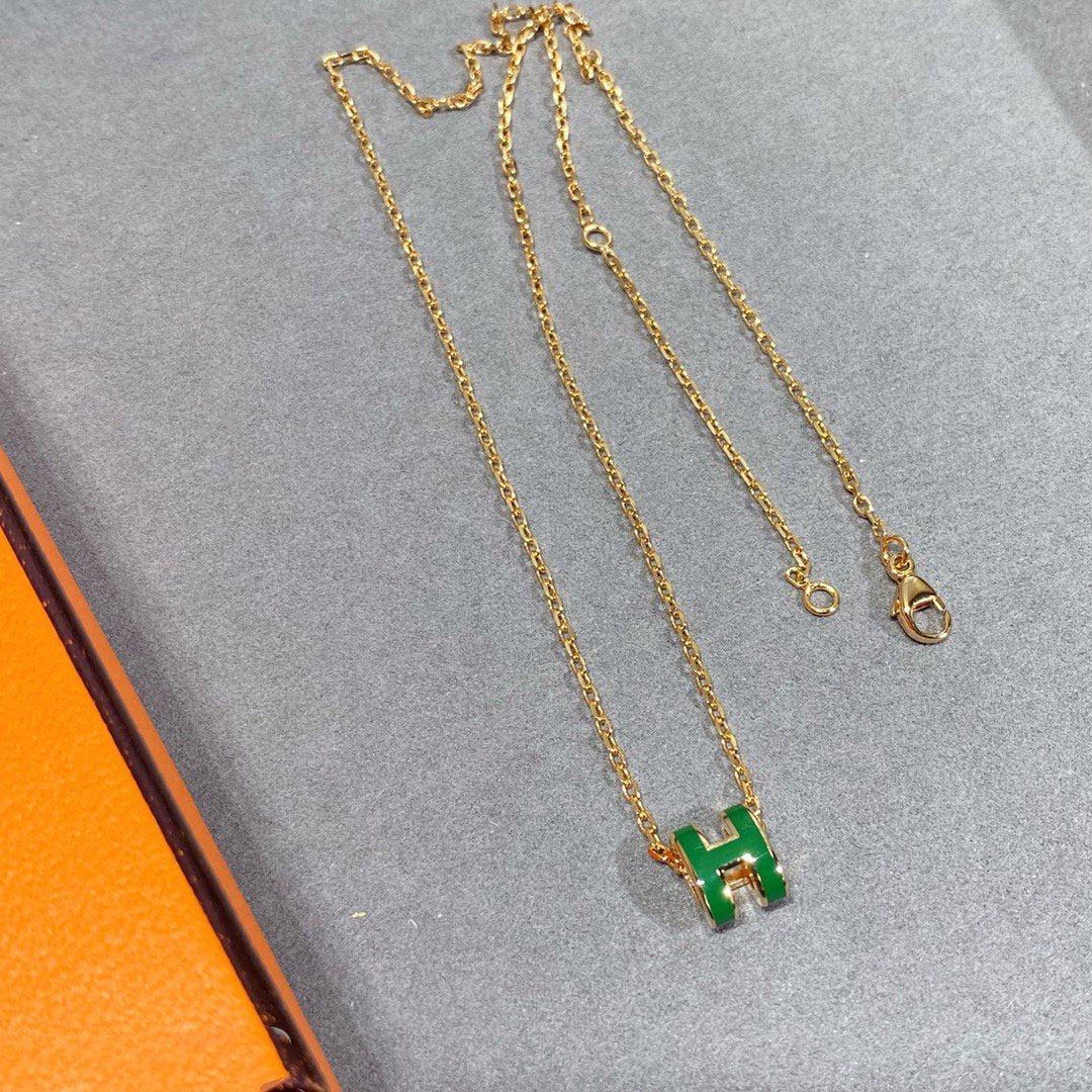 [Bloom]POP H GREEN NECKLACE SILVER AND GOLD