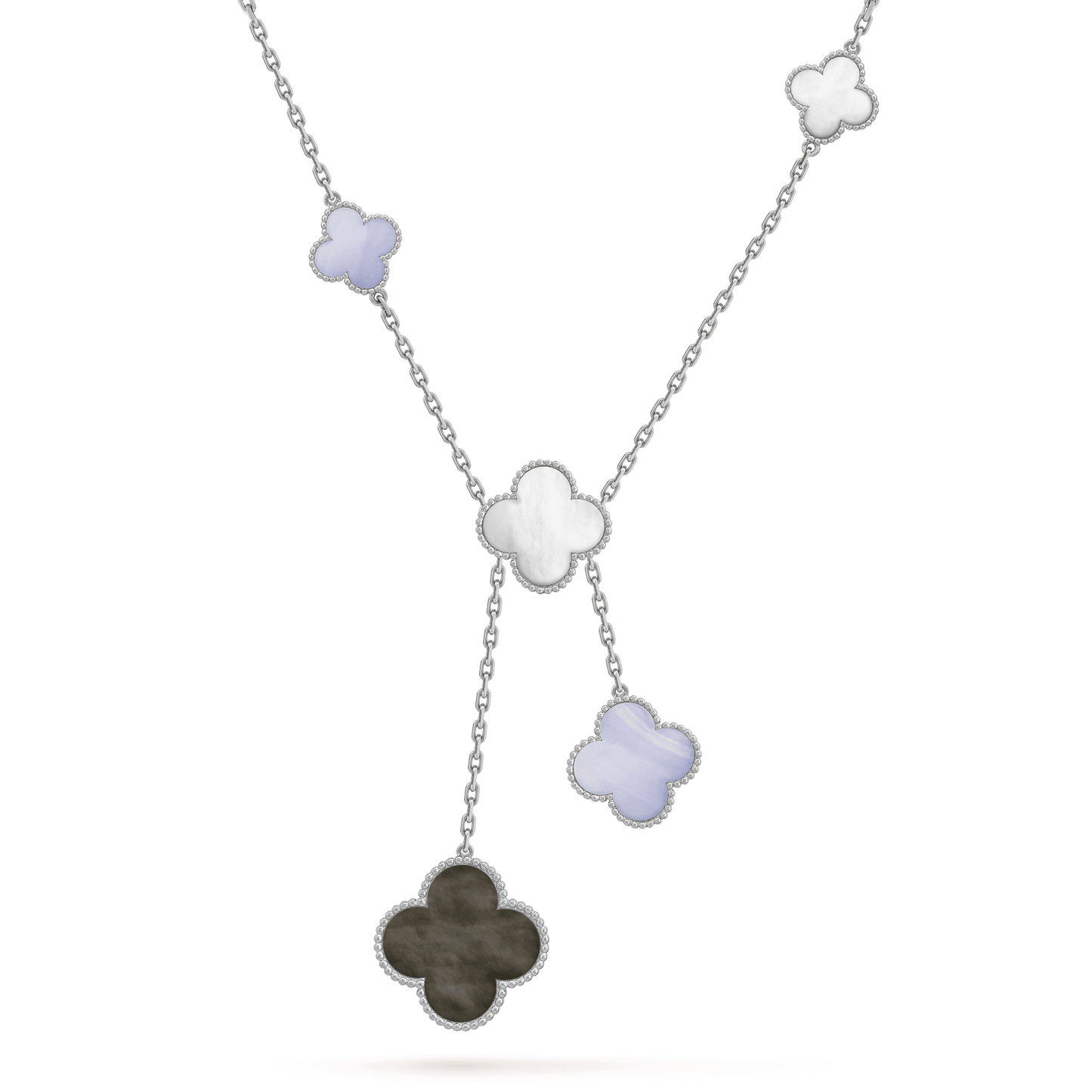 [Bloom]CLOVER MOP CHALCEDONY NECKLACE SILVER 6 MOTIF