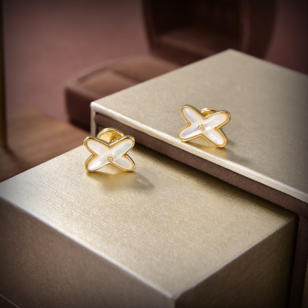 [Bloom]JEUX DE WHITE MOP GOLD DIAMOND EARRINGS