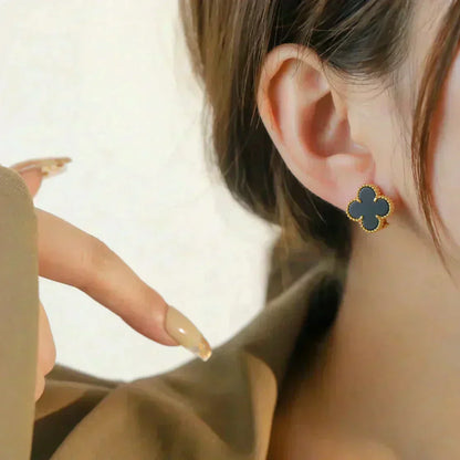 [Bloom]CLOVER MEDIUM 1 MOTIFS  ONYX STUD EARRINGS