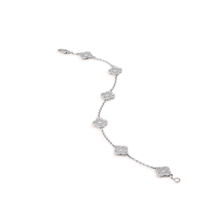 [Bloom]CLOVER 6 MOTIF SILVER DIAMOND BRACELET