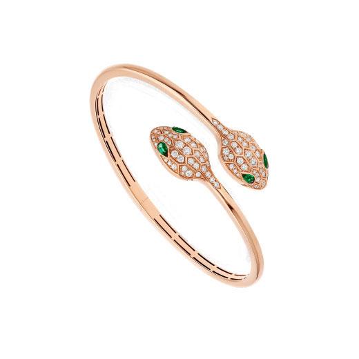 [Bloom]SERPENTI BRACELET PINK GOLD MALACHITE DIAMOND DOUBLE SNAKE