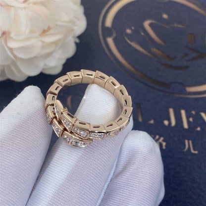 [Bloom]SERPENTI RING PINK GOLD DIAMOND PAVED 4MM