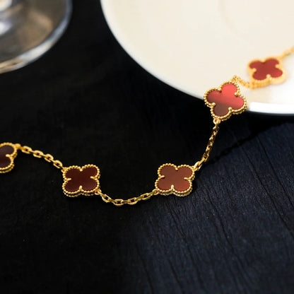 [Bloom]CLOVER 5 MOTIFS RED AGATE  BRACELET