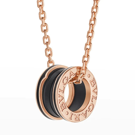 [Bloom]ZERO 1 BLACK CERAMIC PINK GOLD NECKLACE