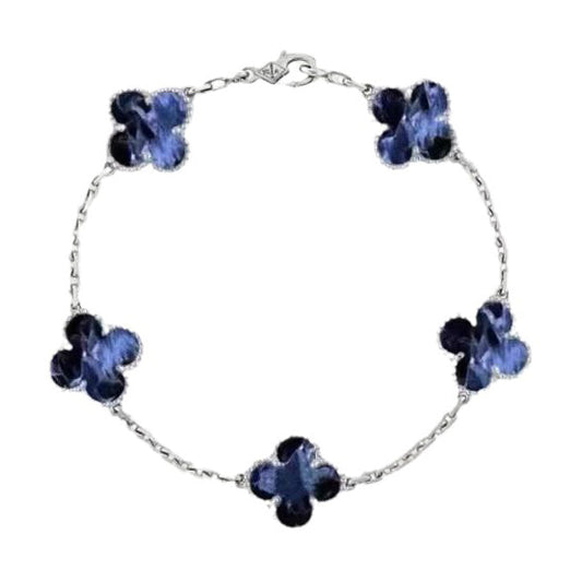 [Bloom]CLOVER 5 MOTIF PIETERSITE SILVER BRACELET