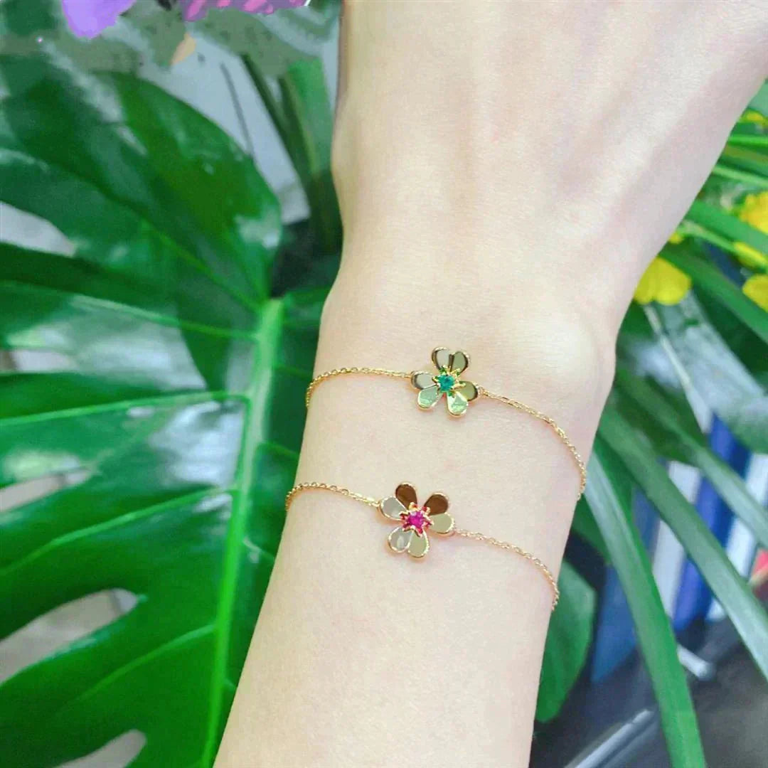 [Bloom]FRIVOLE GOLD FLOWER PINK MALACHITE BRACELET