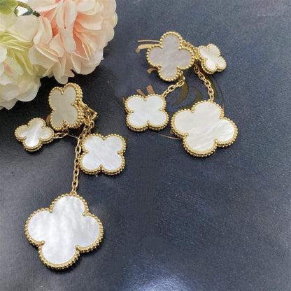 [Bloom]CLOVER EARRINGS WHITE MOP 4 MOTIFS GOLD