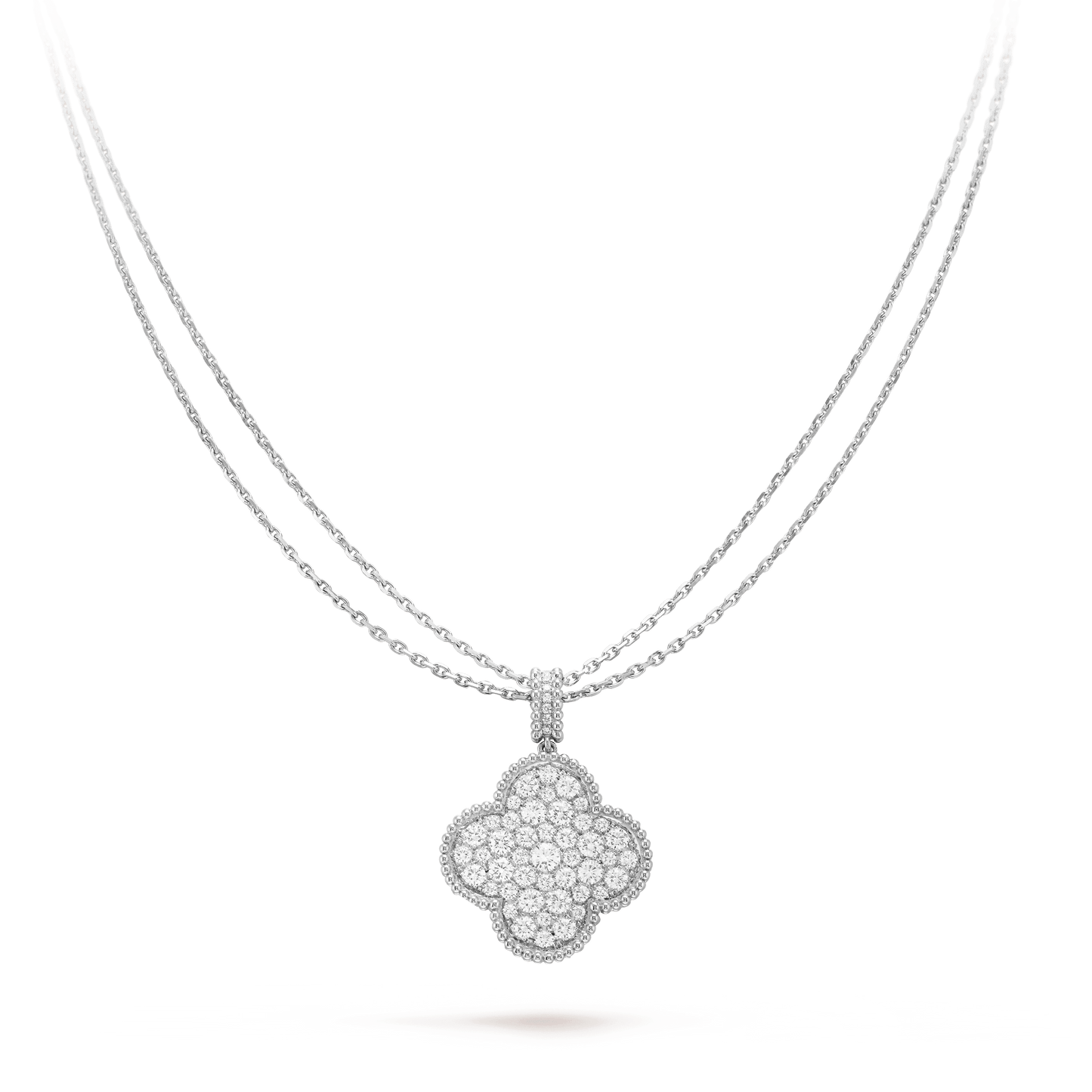 [Bloom]CLOVER 25MM SILVER FULL DIAMOND BIG CLOVER NECKLACE