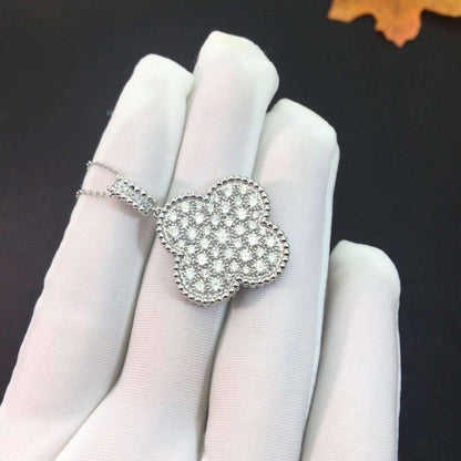 [Bloom]CLOVER 25MM SILVER FULL DIAMOND BIG CLOVER NECKLACE