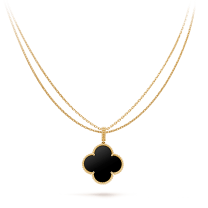 [Bloom]CLOVER 25MM GOLD ONYX BIG CLOVER NECKLACE